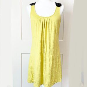 Yellow Sleeveless Tunic Black Crochet Back By INC International Concepts Size M